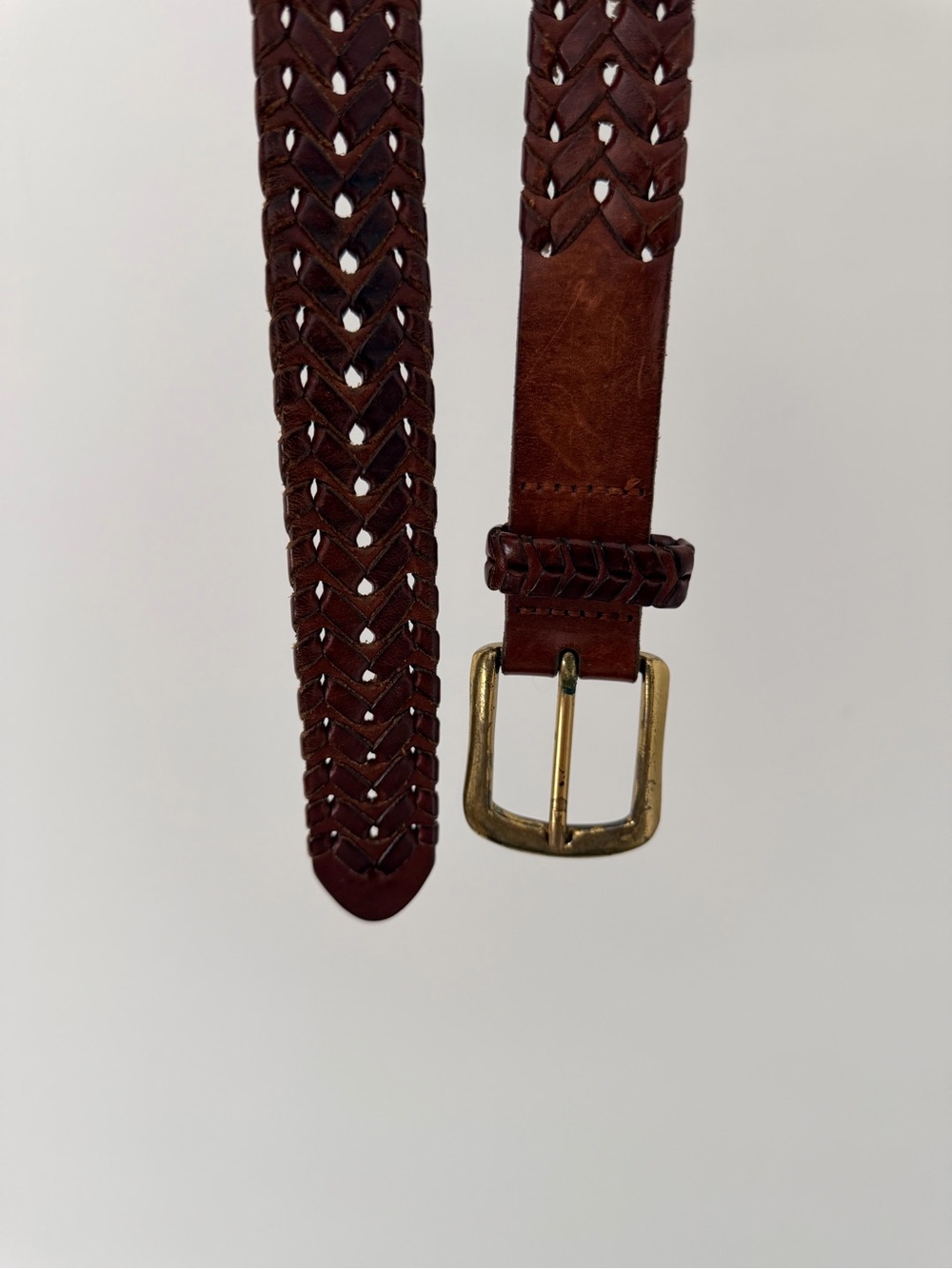 Vintage Woven Brown Leather Belt - Picture 3 of 6